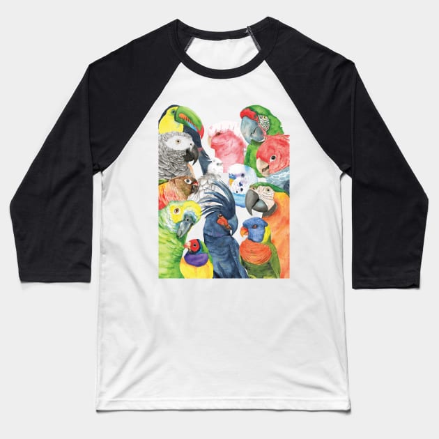 All my parrot watercolor Baseball T-Shirt by Oranjade0122